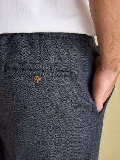 Sale Joules Oundle Herringbone Slim Fit Trousers Navy