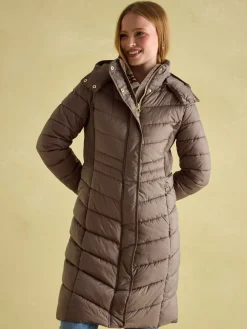 Sale Joules Pembury Showerproof Longline Padded Coat With Hood Neutral