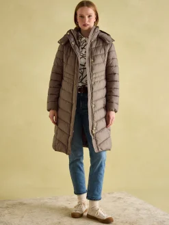 Sale Joules Pembury Showerproof Longline Padded Coat With Hood Neutral