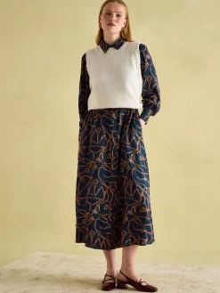 Online Joules Penelope Navy Bridle Print Satin Shirt Dress NavyBridlePrint