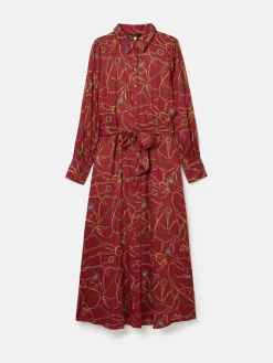 Clearance Joules Penelope Red Bridle Print Satin Shirt Dress RedBridlePrint