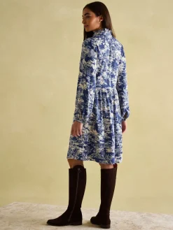 Sale Joules Petunia Frill Neck Dress Blue/Neutral