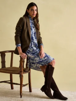 Sale Joules Petunia Frill Neck Dress Blue/Neutral