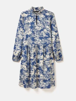 Sale Joules Petunia Frill Neck Dress Blue/Neutral