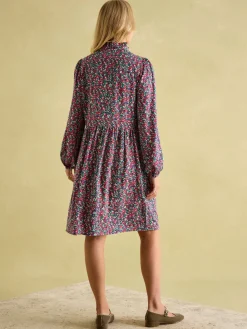 New Joules Petunia Frill Neck Dress Floral