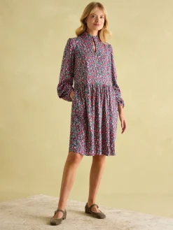 New Joules Petunia Frill Neck Dress Floral