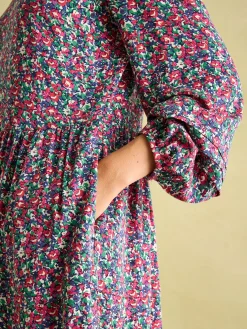 New Joules Petunia Frill Neck Dress Floral
