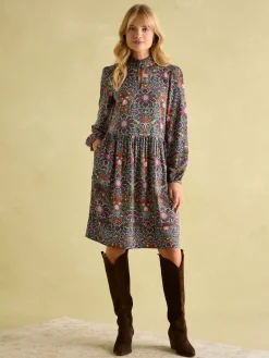 Clearance Joules Petunia Khaki Green Frill Neck Dress KhakiGreen