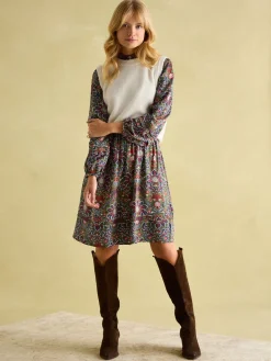 Clearance Joules Petunia Khaki Green Frill Neck Dress KhakiGreen