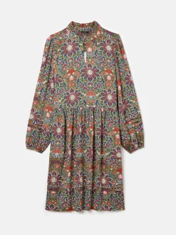 Clearance Joules Petunia Khaki Green Frill Neck Dress KhakiGreen