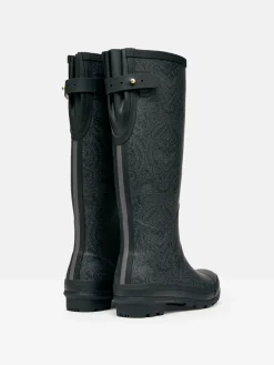 Online Joules Printed Black Paisley Adjustable Tall Wellies BlackPaisley