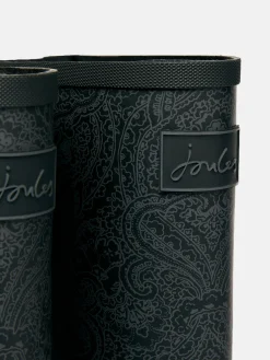 Online Joules Printed Black Paisley Adjustable Tall Wellies BlackPaisley