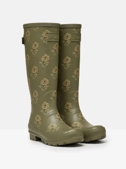 Hot Joules Printed Green Floral Adjustable Tall Wellies GreenFloral