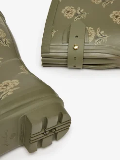 Hot Joules Printed Green Floral Adjustable Tall Wellies GreenFloral