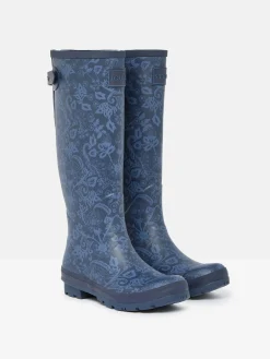 New Joules Printed Adjustable Tall Wellies Navy