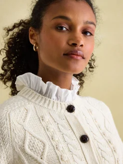 Clearance Joules Rafferty Cable Knit Cardigan Cream