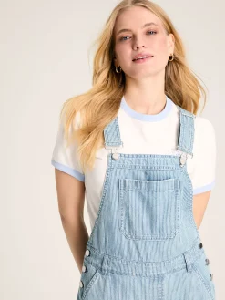 Joules Railroad Blue & White Pinstripe Denim Dungarees Blue&White