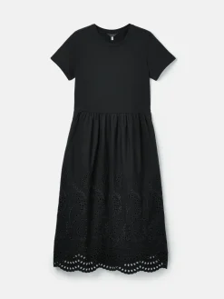 Clearance Joules Reid Broderie 100% Cotton Dress Black