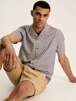 Outlet Joules Revere Printed Short Sleeve Shirt Blue