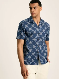 Online Joules Revere Navy Blue Paisley Printed Short Sleeve Shirt NavyBluePaisley