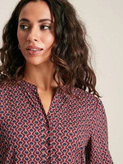 Outlet Joules Robyn Burgundy Red Balloon Sleeve Midi Dress BurgundyRed