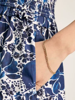 Hot Joules Rosalie Blue & White V-Neck Frill Dress Blue&White