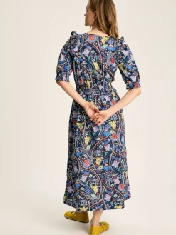 Discount Joules Rosalie V-Neck Frill Dress Blue