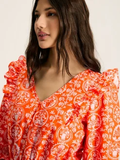 Best Joules Rosalie V-Neck Frill Dress Pink