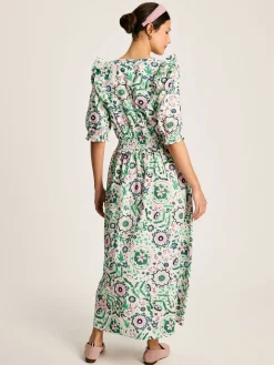 Clearance Joules Rosalie V-Neck Frill Dress Pink/Green