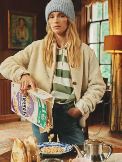 Discount Joules Sadie Button Down Fleece Jacket Cream