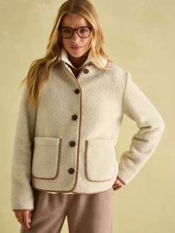 Discount Joules Sadie Button Down Fleece Jacket Cream