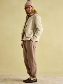 Discount Joules Sadie Button Down Fleece Jacket Cream