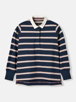 Outlet Joules Sammie Navy Blue Striped Heavyweight Cotton Rugby Shirt NavyBlue