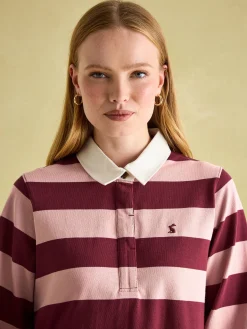 Sale Joules Sammie Pink & Red Striped Heavyweight Cotton Rugby Shirt Pink&RedStriped