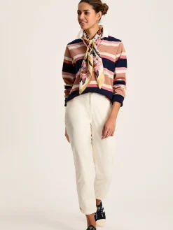 New Joules Sammie Tan Multi Stripe Striped Heavyweight Cotton Rugby Shirt TanMultiStripe