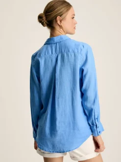 Outlet Joules Selene 100% Linen Shirt Blue