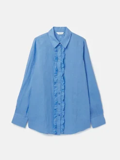 Outlet Joules Selene 100% Linen Shirt Blue