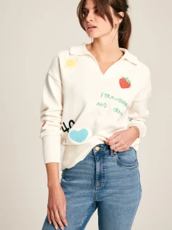 Sale Joules Set Match Jumper with Tennis Embroidery Cream