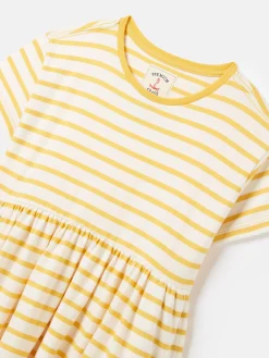 Discount Joules Skye Yellow Striped Jersey T-Shirt Dress YellowStriped