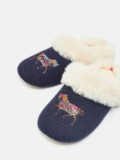 Clearance Joules Slippet Luxe Navy Blue Horse Embroided Slippers NavyBlueHorse