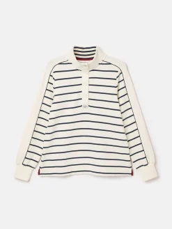 Discount Joules Southwold Button Down Striped Sweatshirt Navy