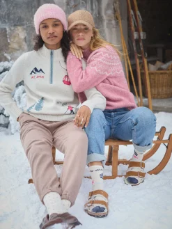 Hot Joules Summit Quarter Zip Ski Jumper Cream