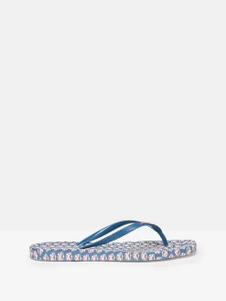 Joules Sunvale Blue Floral Printed Flip Flops BlueFloral
