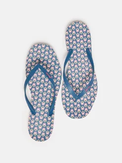 Joules Sunvale Blue Floral Printed Flip Flops BlueFloral