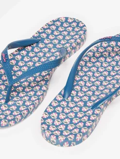 Joules Sunvale Blue Floral Printed Flip Flops BlueFloral