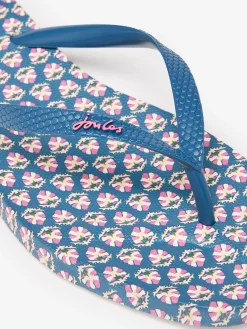 Joules Sunvale Blue Floral Printed Flip Flops BlueFloral