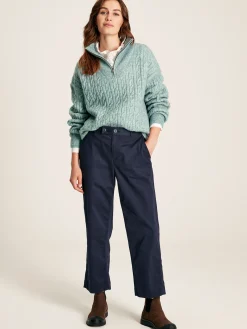 Online Joules Tabitha Knitted Quarter Zip Jumper Blue