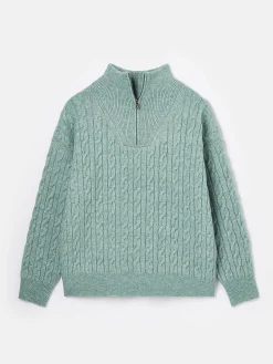 Online Joules Tabitha Knitted Quarter Zip Jumper Blue