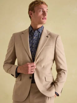 Outlet Joules Tan Brown Slim Fit Flannel Suit Jacket TanBrown