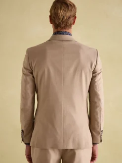 Outlet Joules Tan Brown Slim Fit Flannel Suit Jacket TanBrown